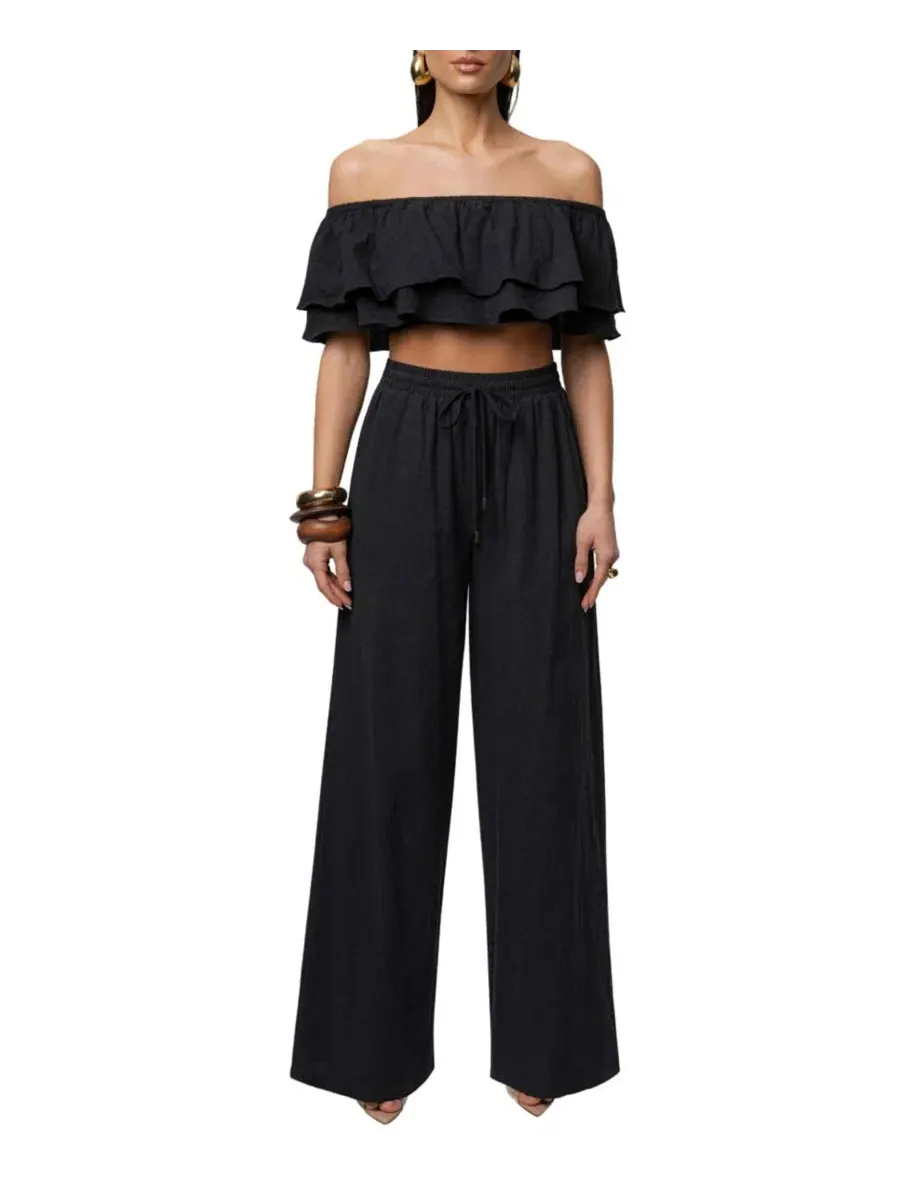 Комплект из топа и брюк с воланами Marina JLUXLABEL