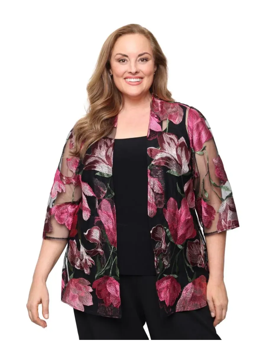 Комплект из топа без рукавов и жакета с рукавом 3/4, модель Plus Size Alex Evenings