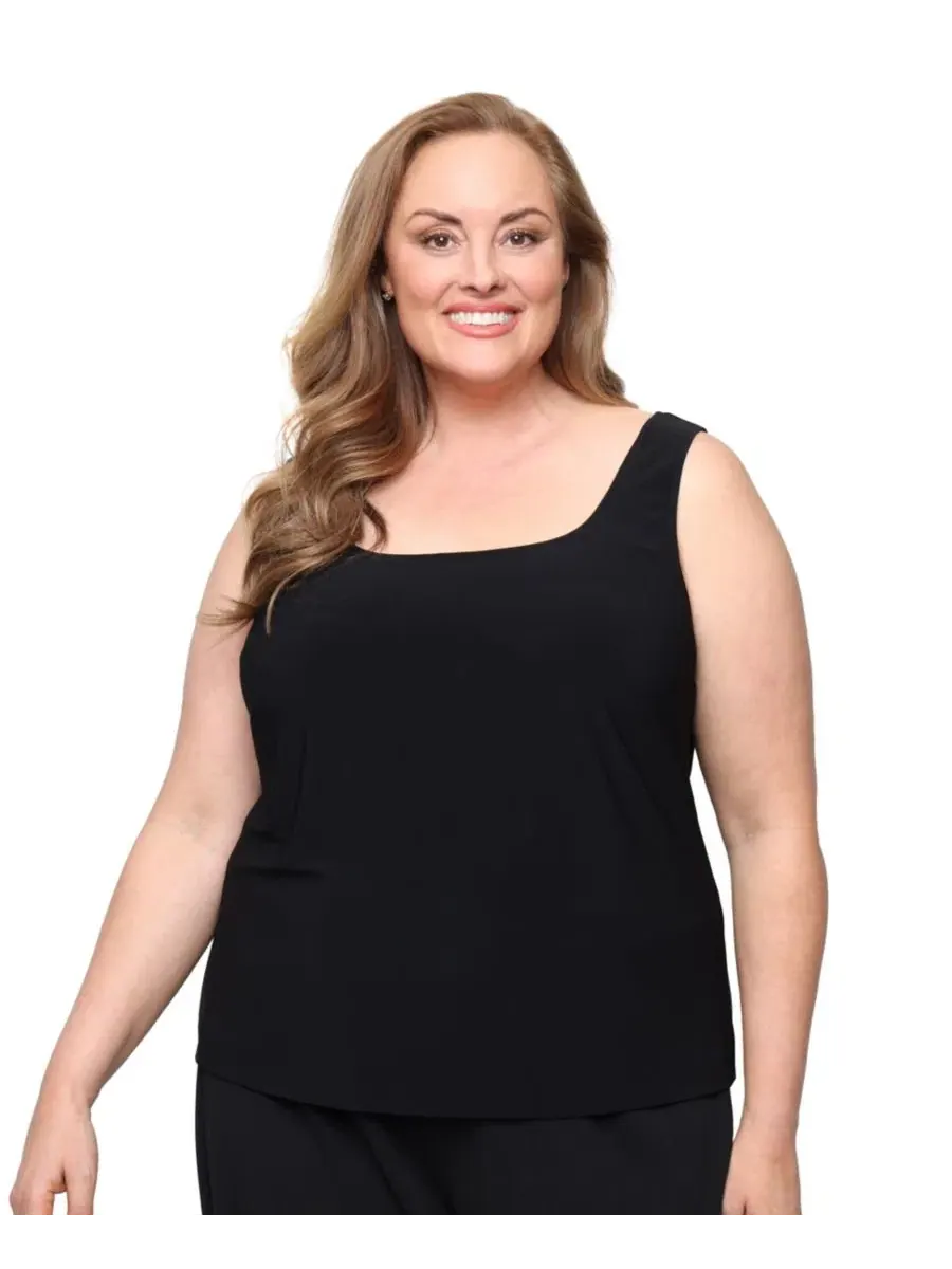 Комплект из топа без рукавов и жакета с рукавом 3/4, модель Plus Size Alex Evenings — изображение 2 из 4, черный
