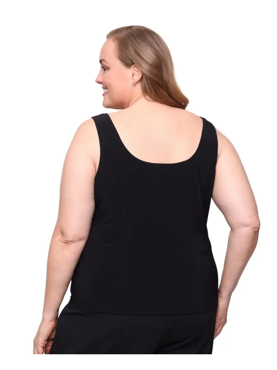 Комплект из топа без рукавов и жакета с рукавом 3/4, модель Plus Size Alex Evenings — изображение 3 из 4, черный