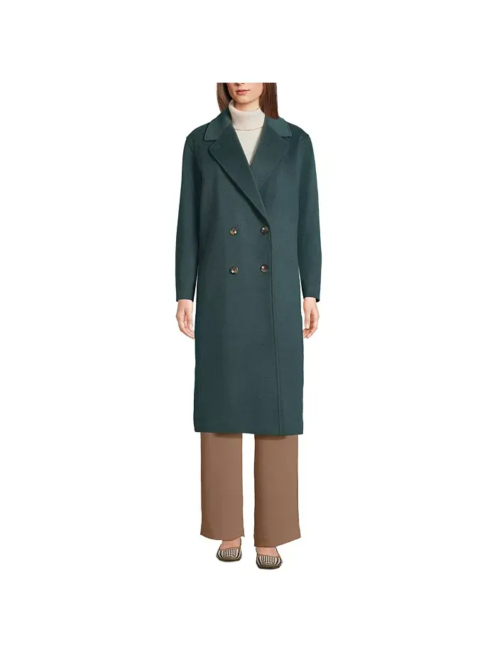 Женское утепленное двубортное шерстяное пальто Lands' End