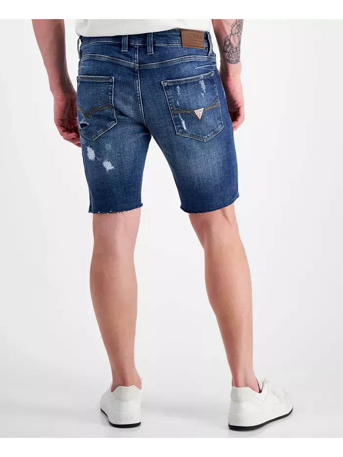 Логан потертые джинсовые шорты 9" Guess — изображение 2 из 8, синий