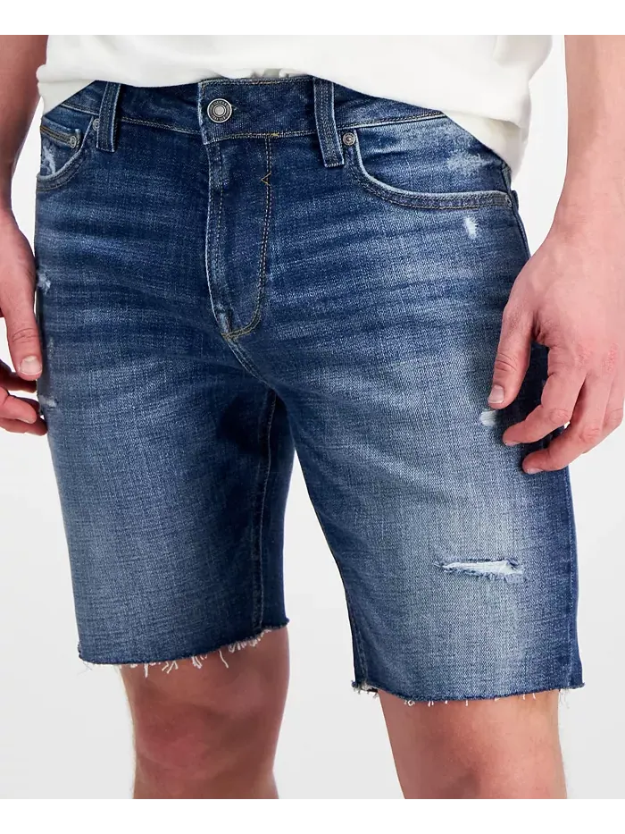 Логан потертые джинсовые шорты 9" Guess — изображение 3 из 8, синий
