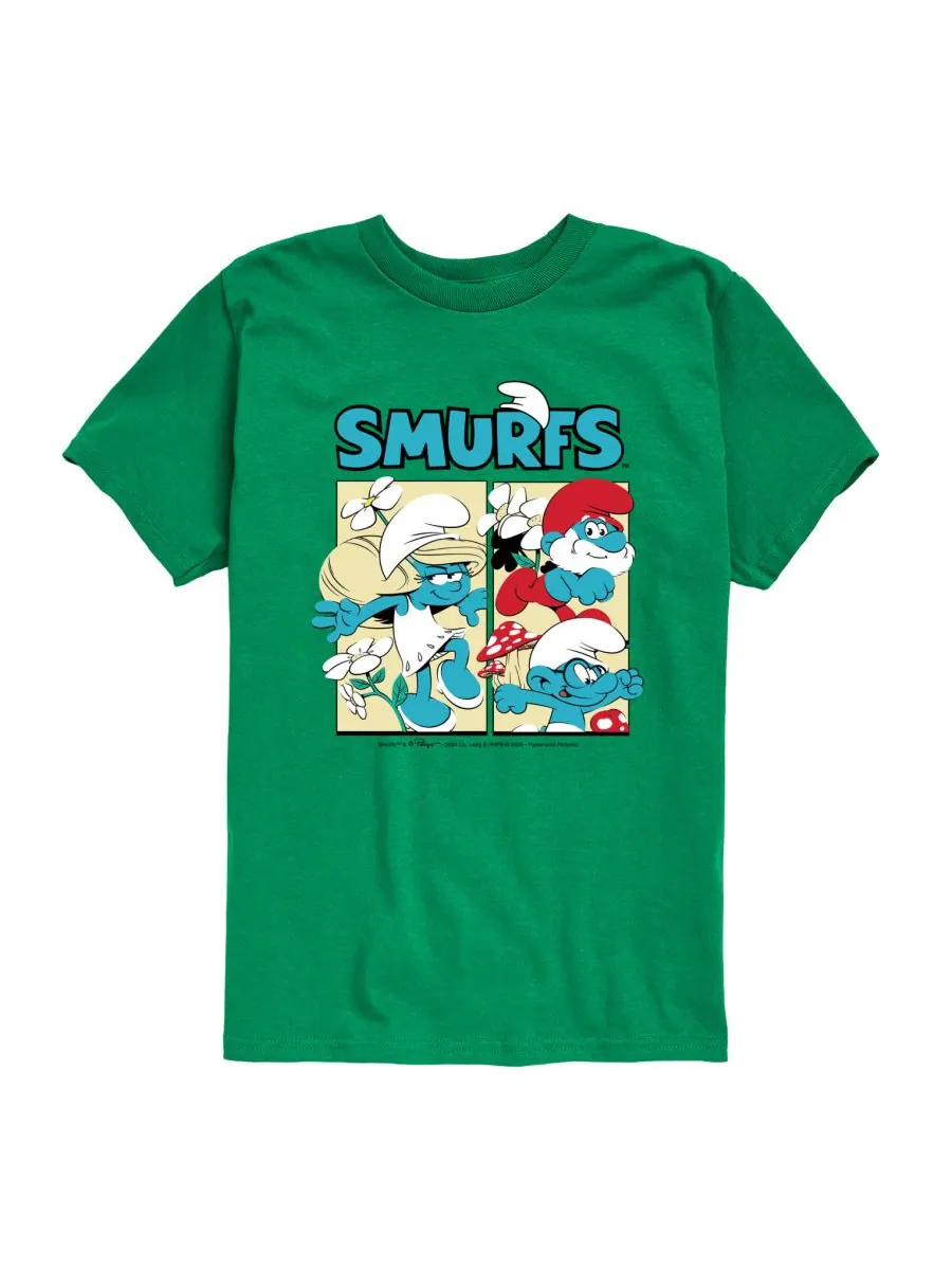 Футболка с графическим рисунком в стиле комиксов для мальчиков Smurfs — зеленый