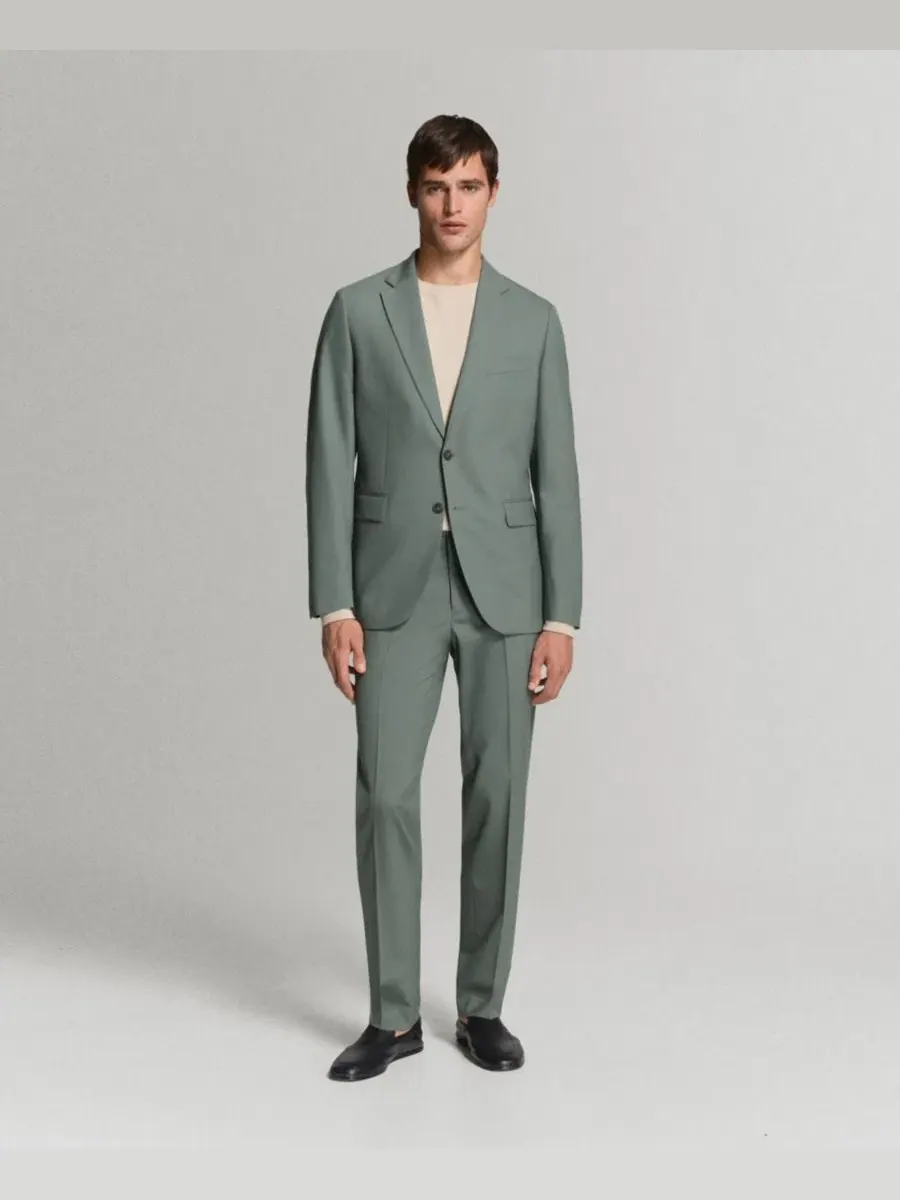 Пиджак-костюм Turin Wool Suit Jacket MANGO — изображение 4 из 4, зеленый