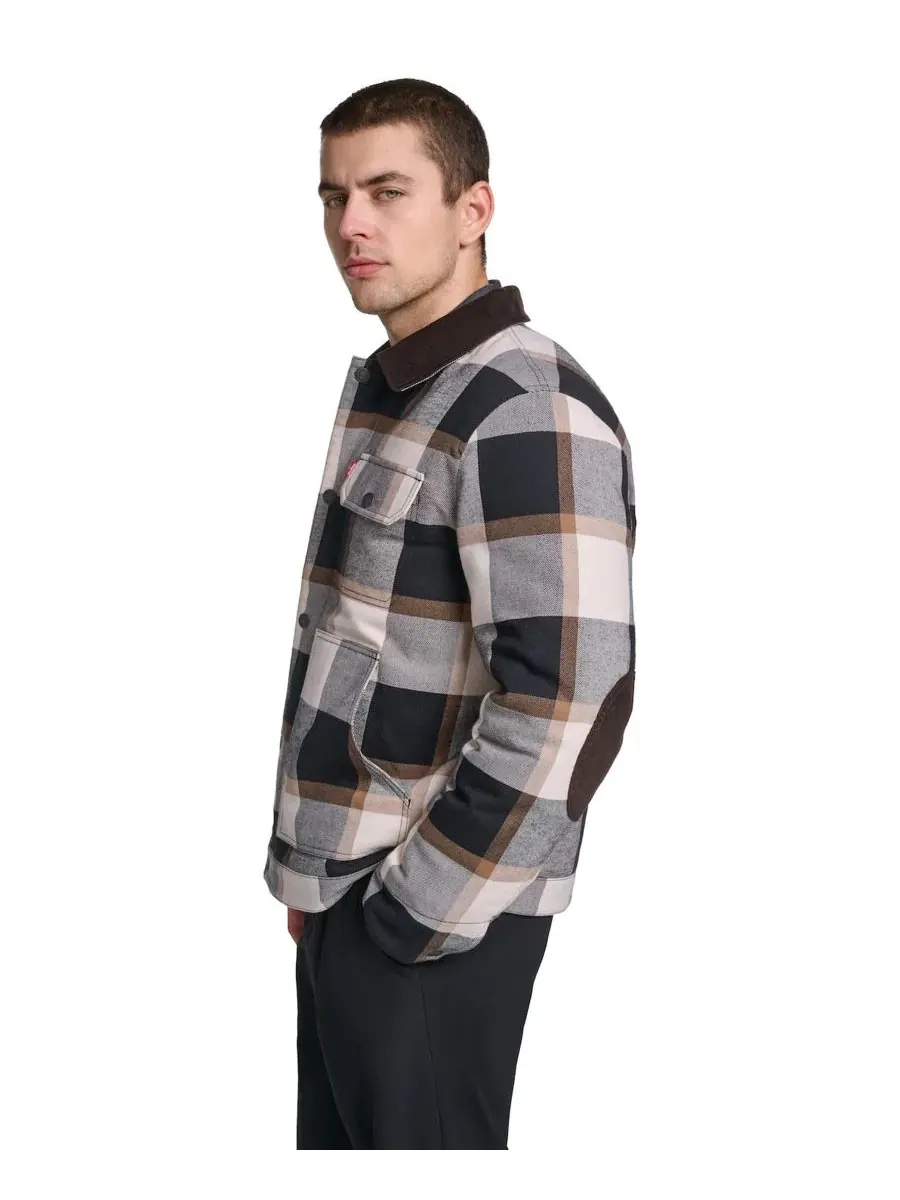 Рубашка-куртка с пледовым принтом, на молнии и кнопках, модель Plaid Cord Details Levi's — изображение 3 из 5, черный