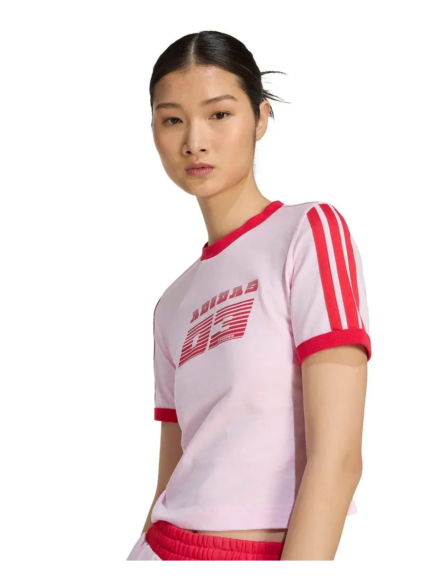 Футболка с принтом Racing Retro adidas — изображение 4 из 6, прозрачный розовый
