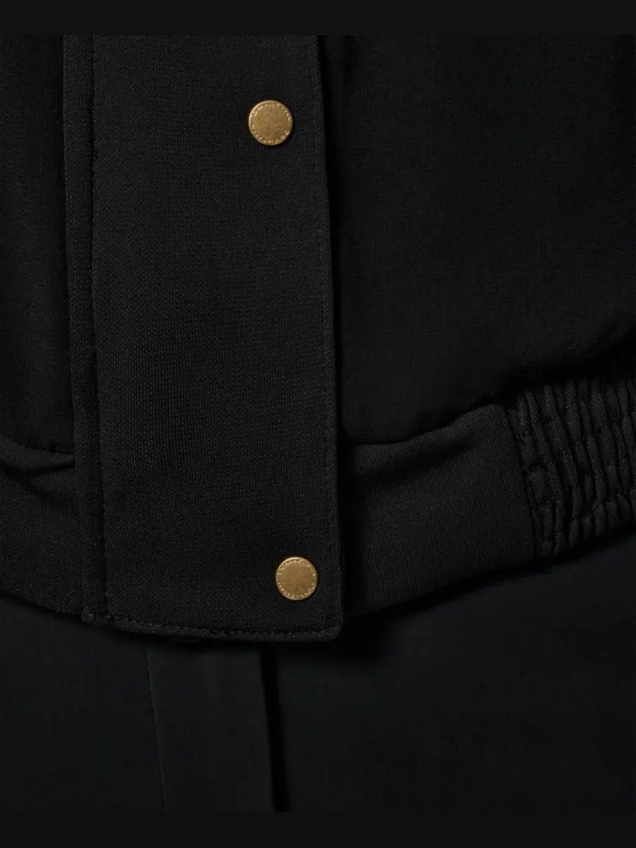 Жакет с воротником и смешанным принтом Petite Mix Media Zipper Jacket Donna Karan New York — изображение 8 из 8, черный