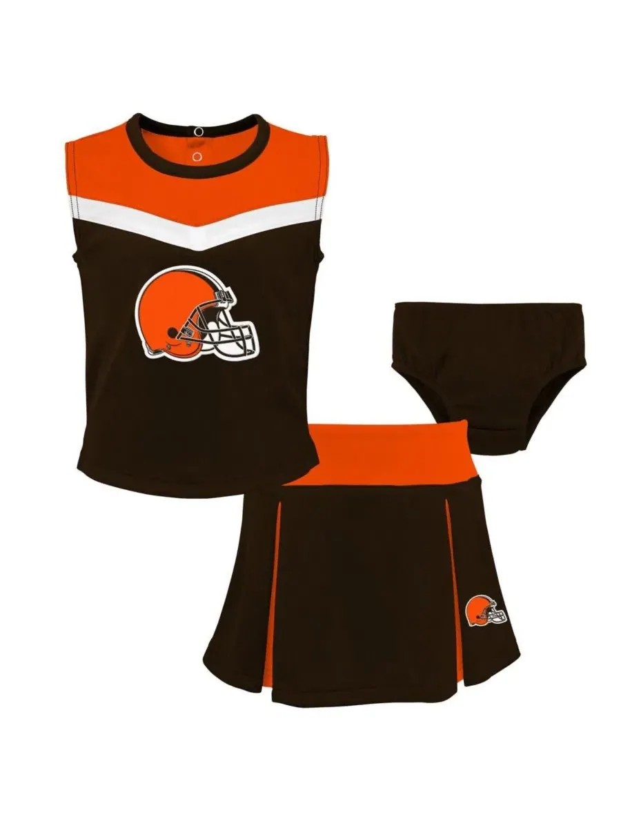 Комплект из топа, юбки и шорт для болельщицы Cleveland Browns Spirit Cheer Outerstuff