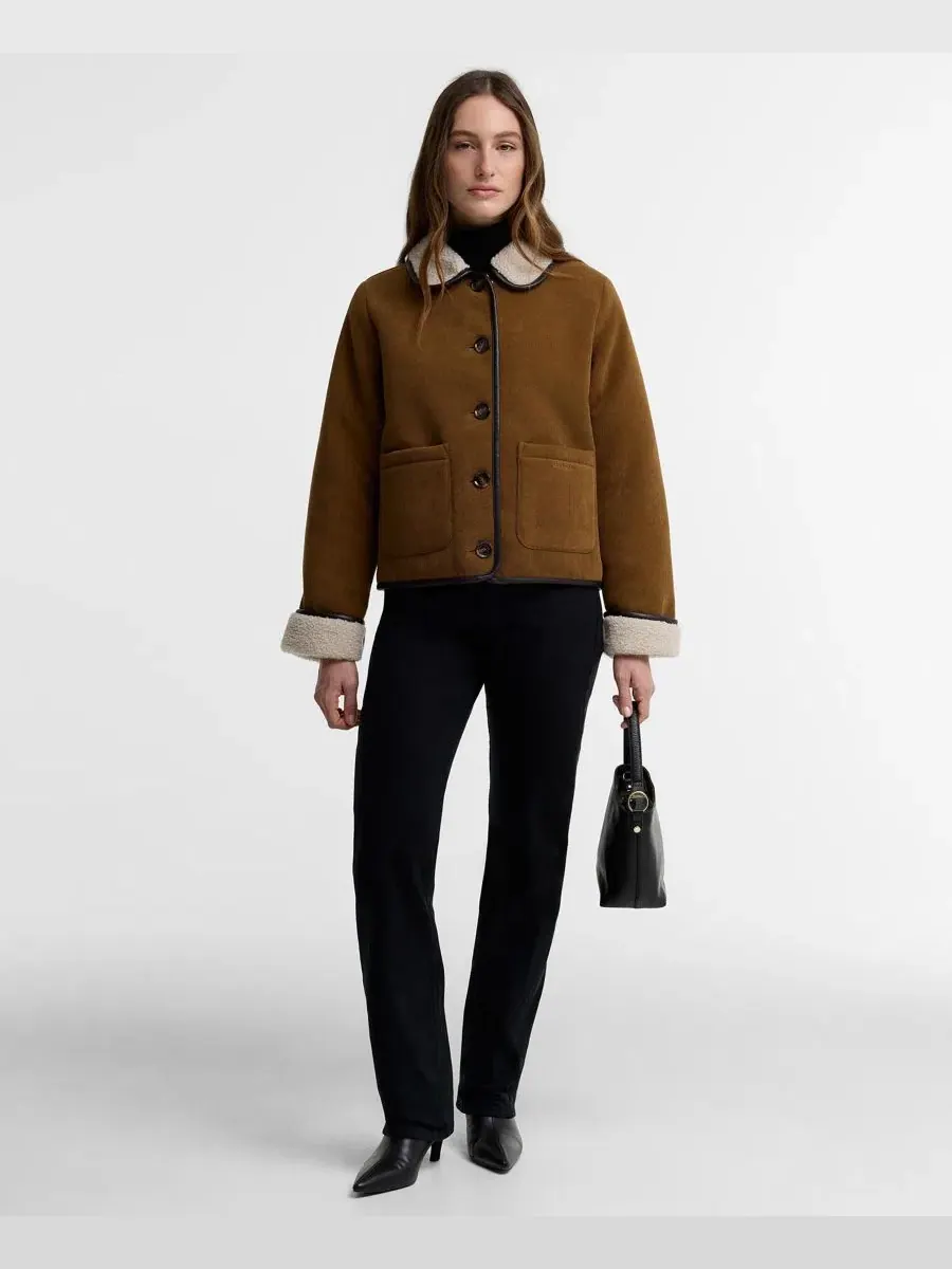 Женская куртка из вельвета с флисовой подкладкой Penny Fleece Jacket Barbour — изображение 2 из 6, бежевый