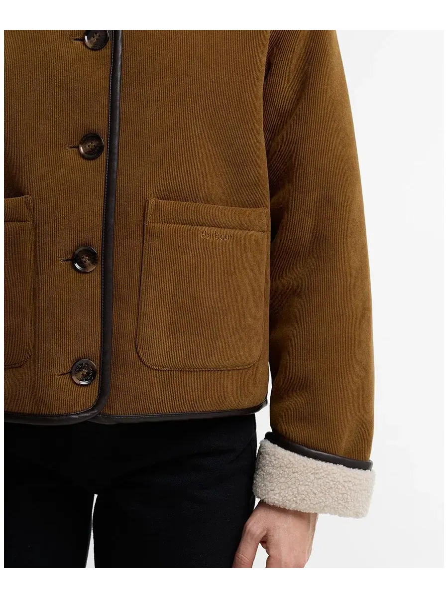 Женская куртка из вельвета с флисовой подкладкой Penny Fleece Jacket Barbour — изображение 4 из 6, бежевый