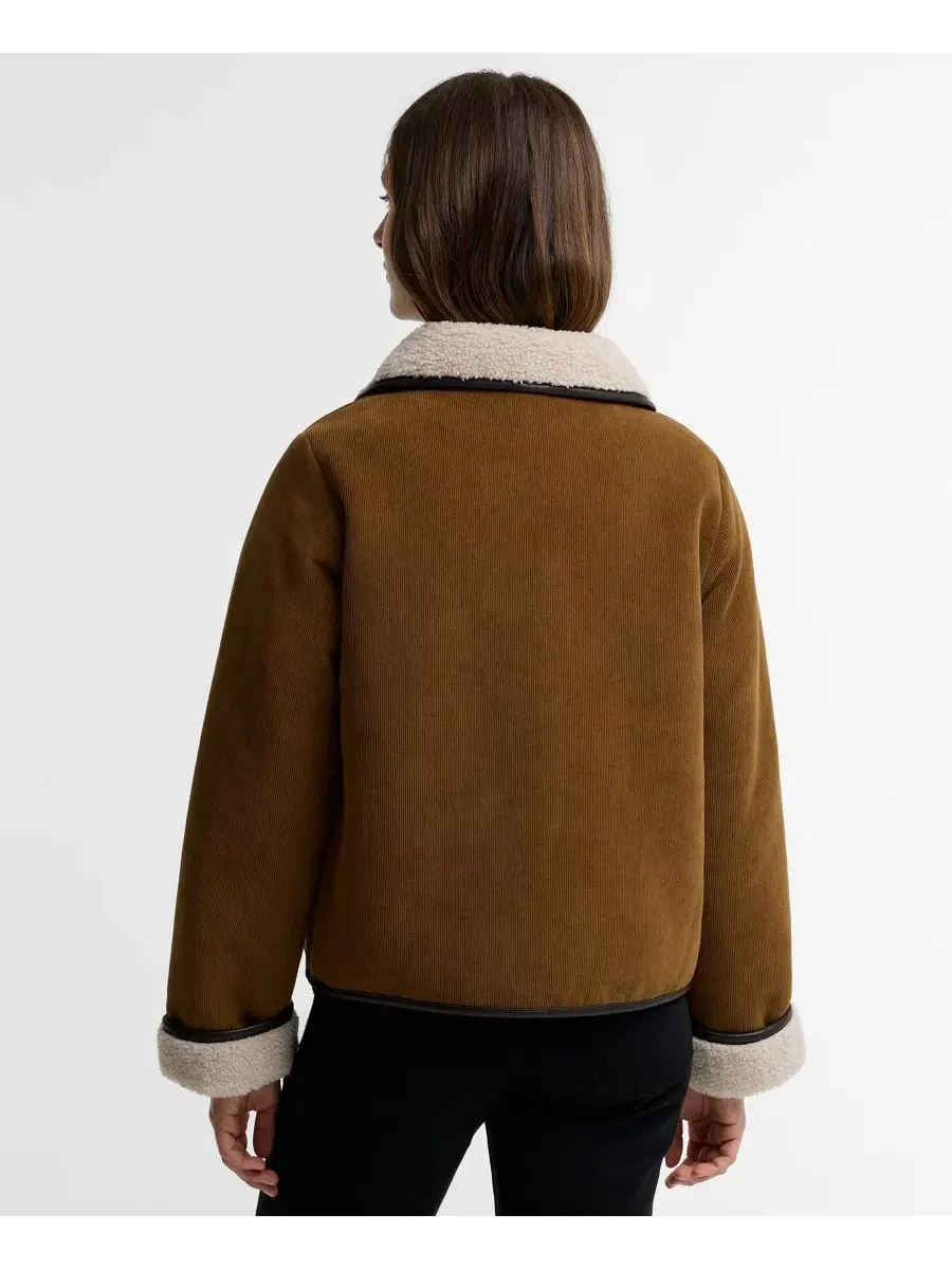 Женская куртка из вельвета с флисовой подкладкой Penny Fleece Jacket Barbour — изображение 5 из 6, бежевый