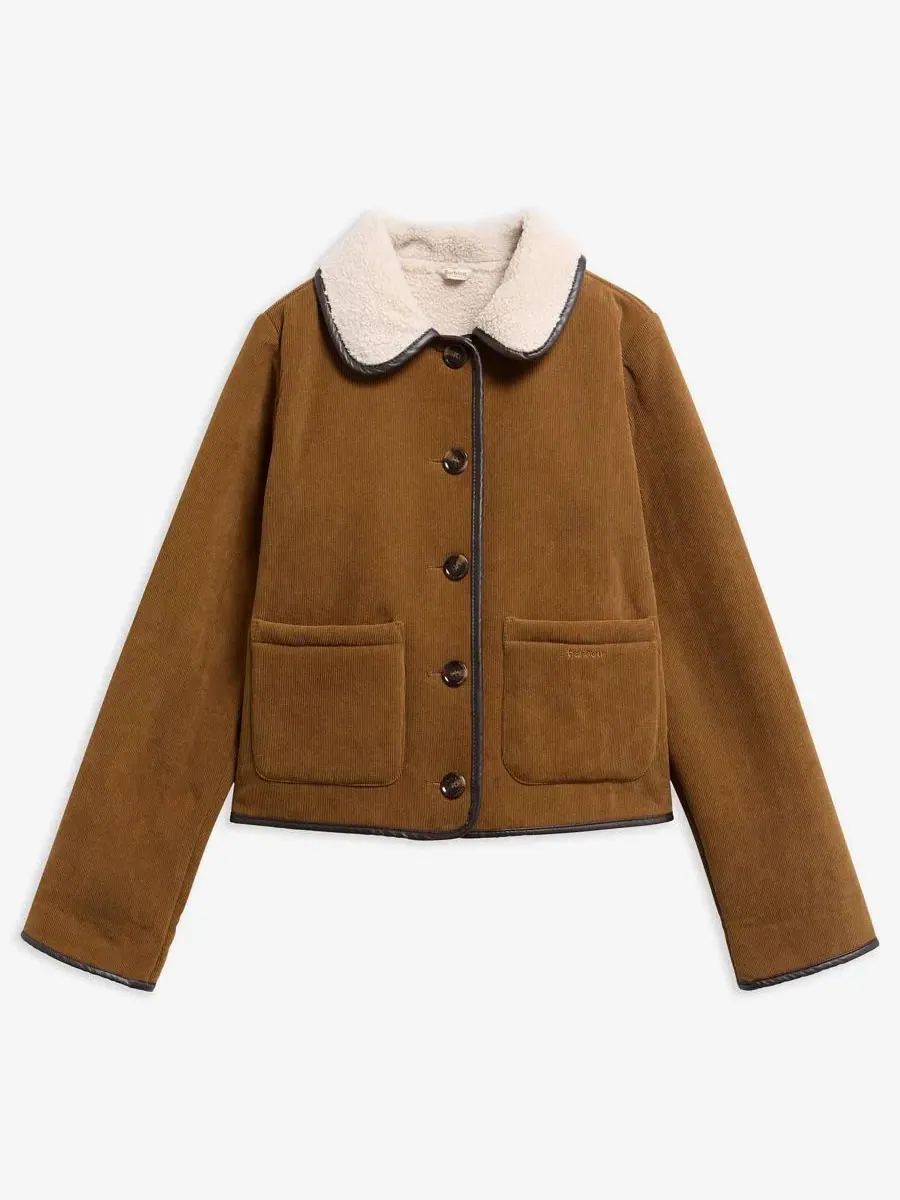 Женская куртка из вельвета с флисовой подкладкой Penny Fleece Jacket Barbour — изображение 6 из 6, бежевый