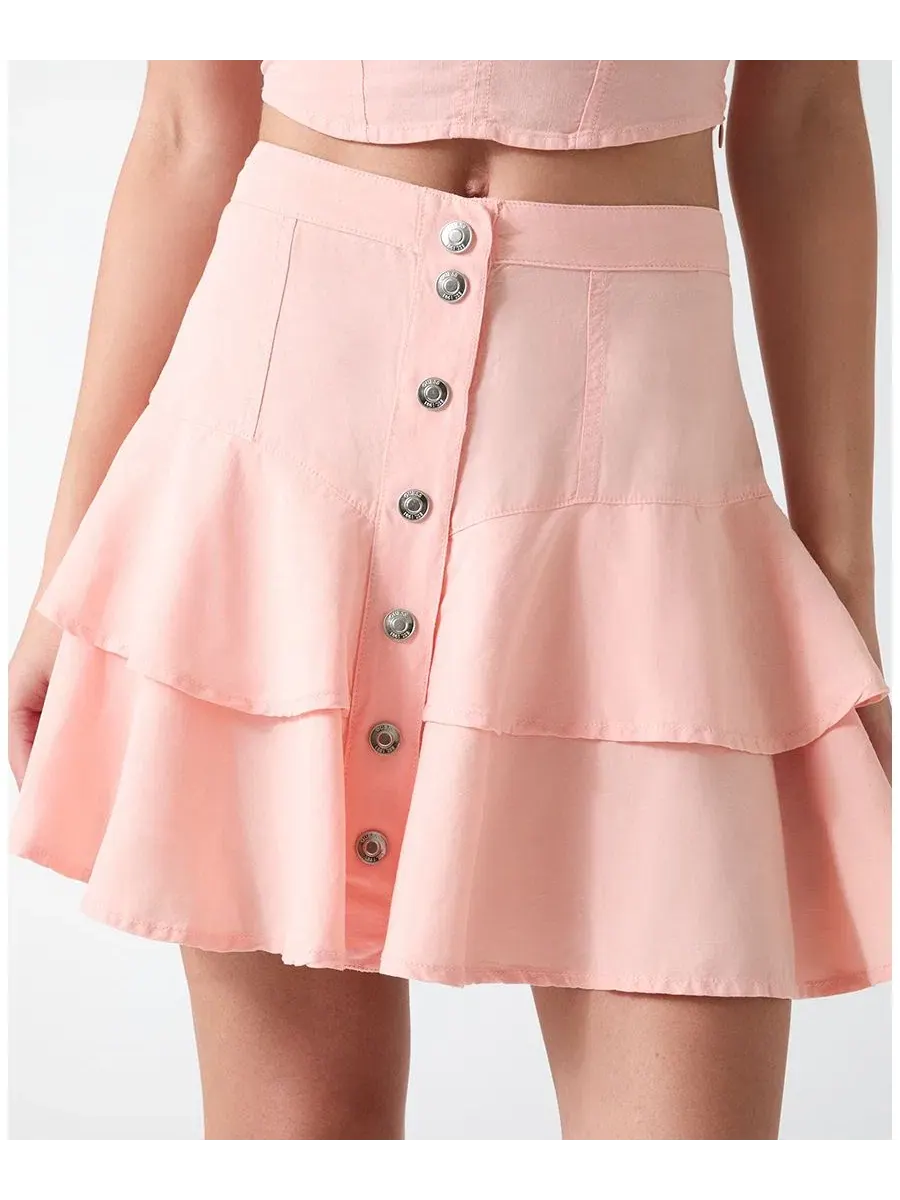 Юбка-трапеция Dena A-Line Tiered Mini Skirt GUESS — изображение 3 из 4, мульти