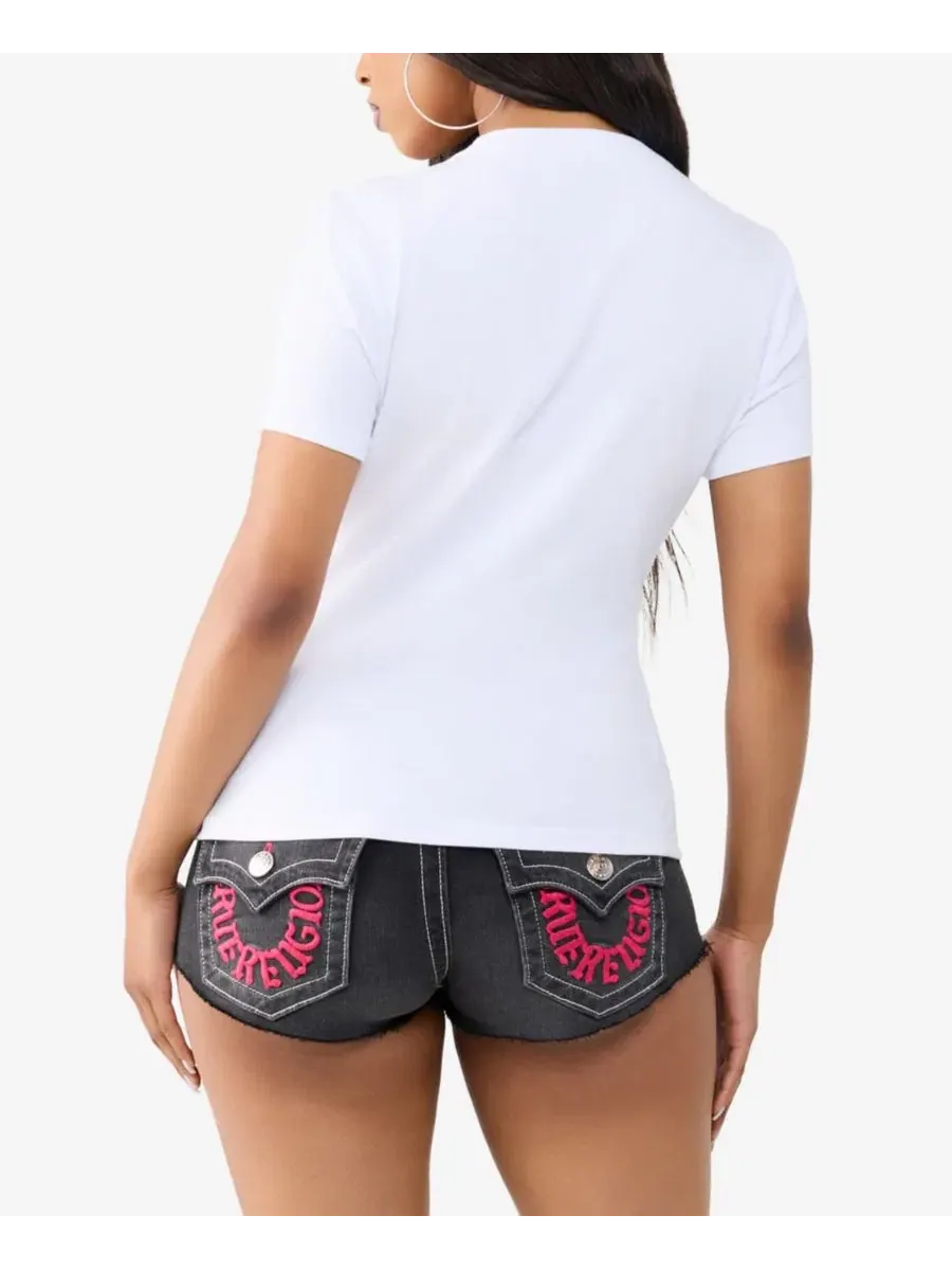 Футболка с кристальным принтом в виде подковы True Religion — изображение 3 из 3, белый