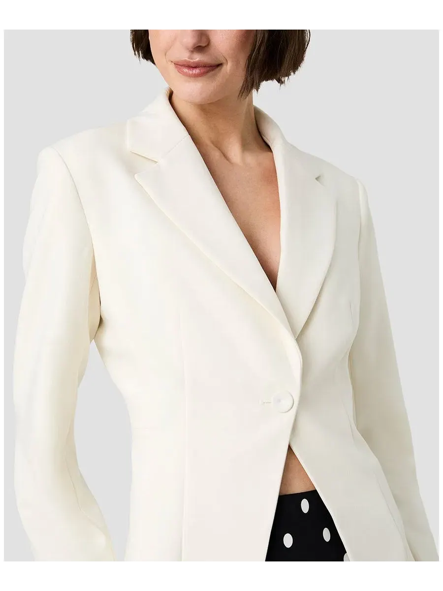 Жакет с поясом Azra Twill Long-Sleeve Jacket French Connection — изображение 6 из 12, кремовый