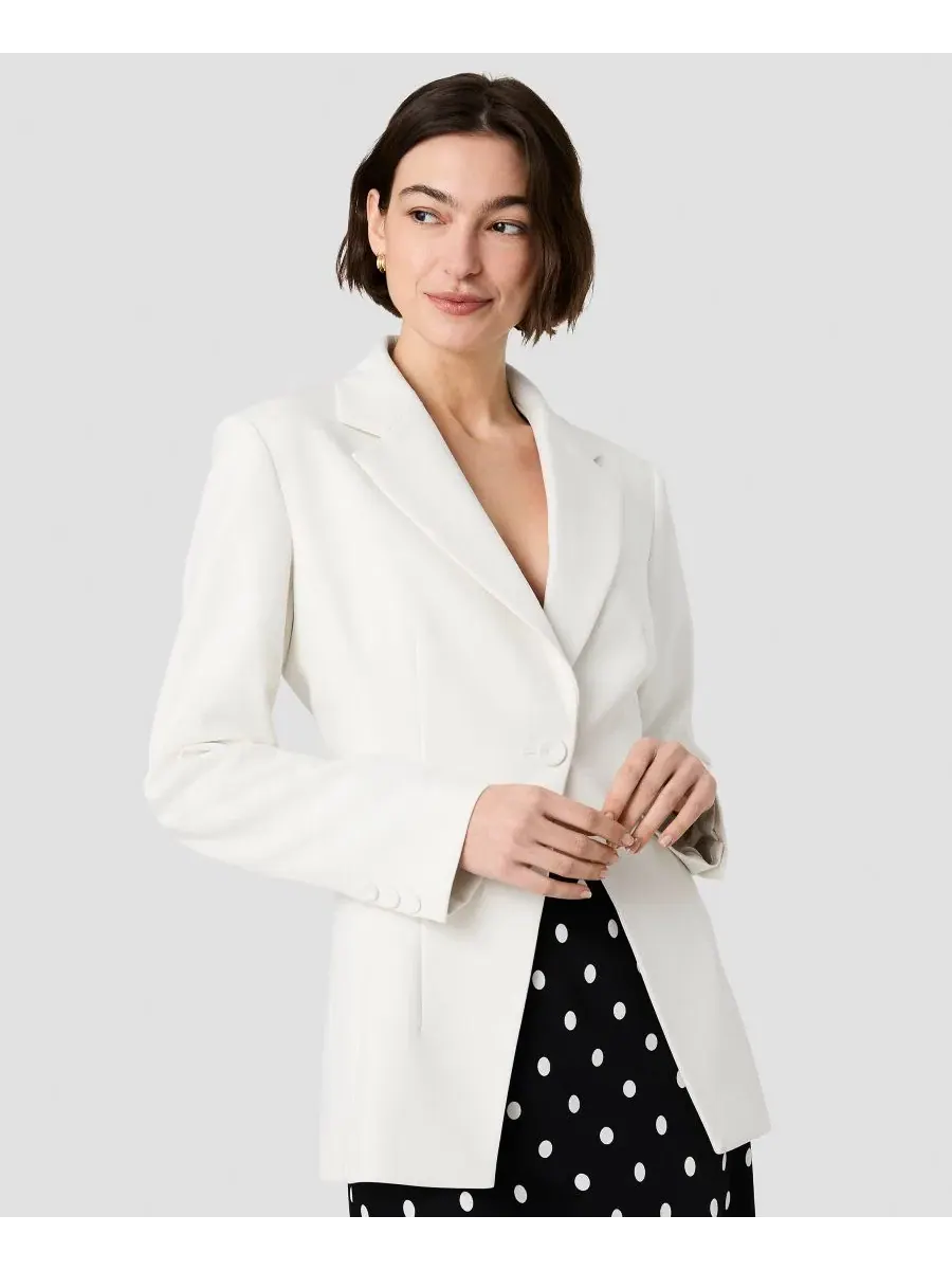 Жакет с поясом Azra Twill Long-Sleeve Jacket French Connection — изображение 8 из 12, кремовый