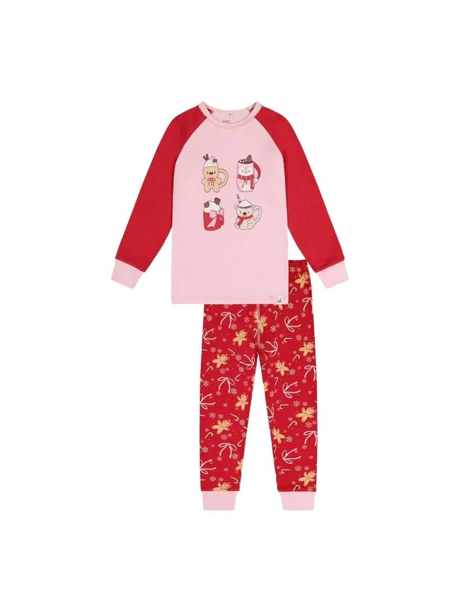 Пижамный комплект из хлопка с принтом Red Printed Gingerbread Deux par Deux