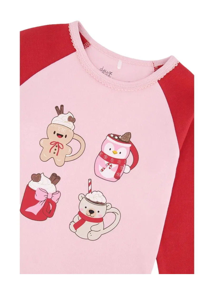 Пижамный комплект из хлопка с принтом Red Printed Gingerbread Deux par Deux — изображение 6 из 7, красный