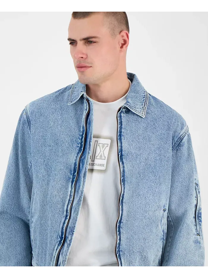 Мужская джимсовая бомбер-куртка на молнии A|X Armani Exchange — изображение 3 из 4