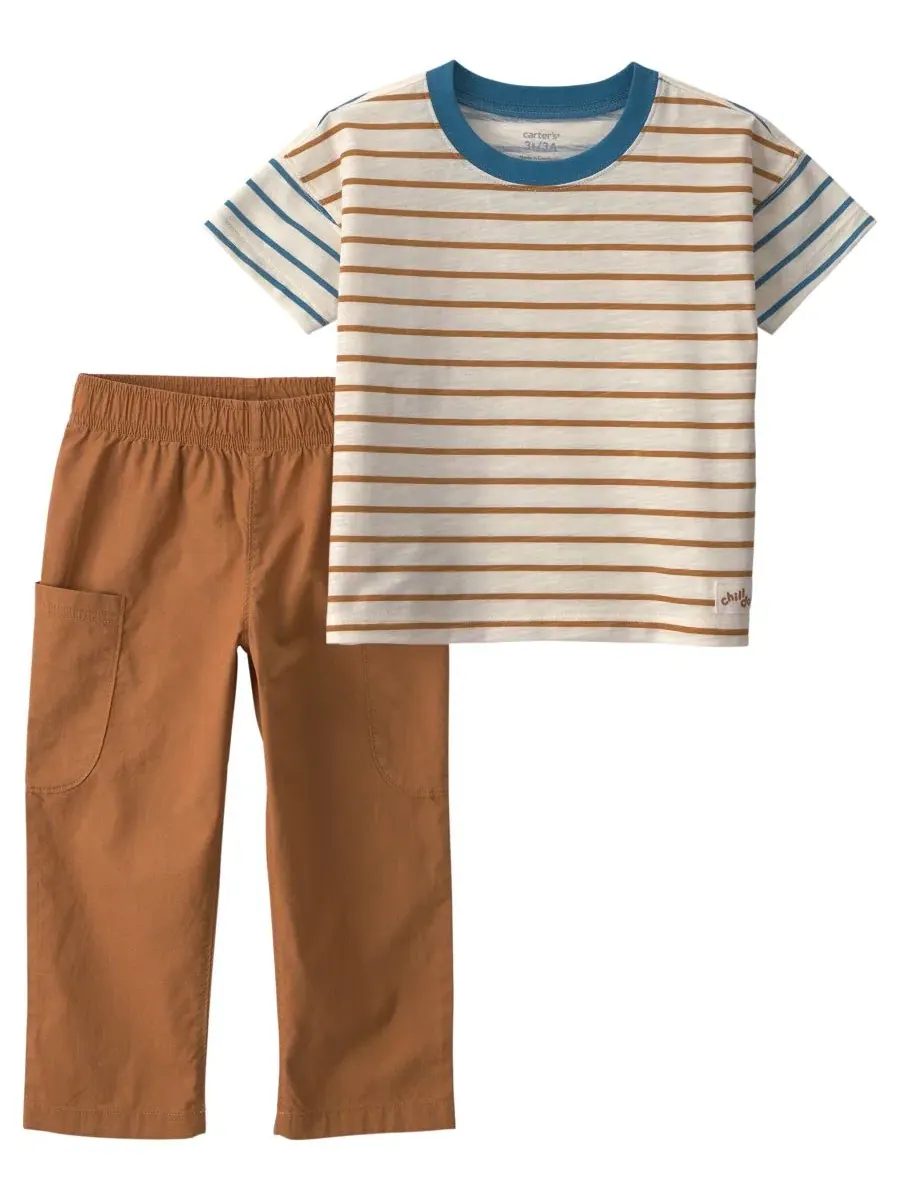 Комплект из 2 предметов: футболка с коротким рукавом и брюки, модель Striped Short-Sleeve Carter's