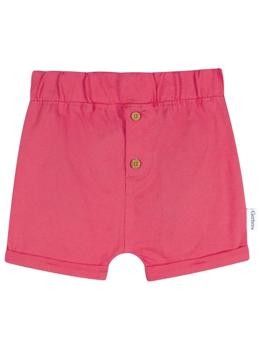Комплект из 3 детских шорт с манжетами Gerber — изображение 3 из 8, коралл