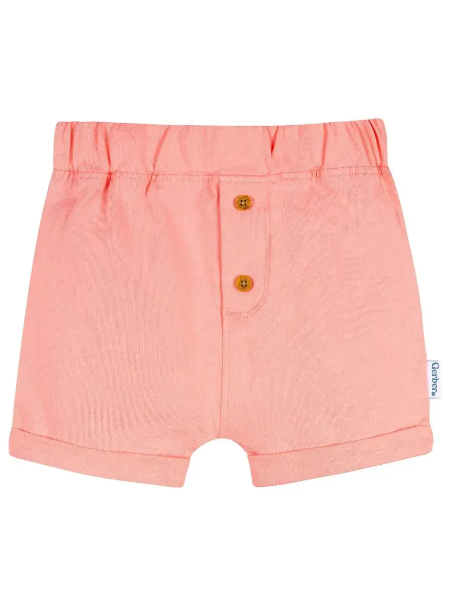 Комплект из 3 детских шорт с манжетами Gerber — изображение 4 из 8, коралл