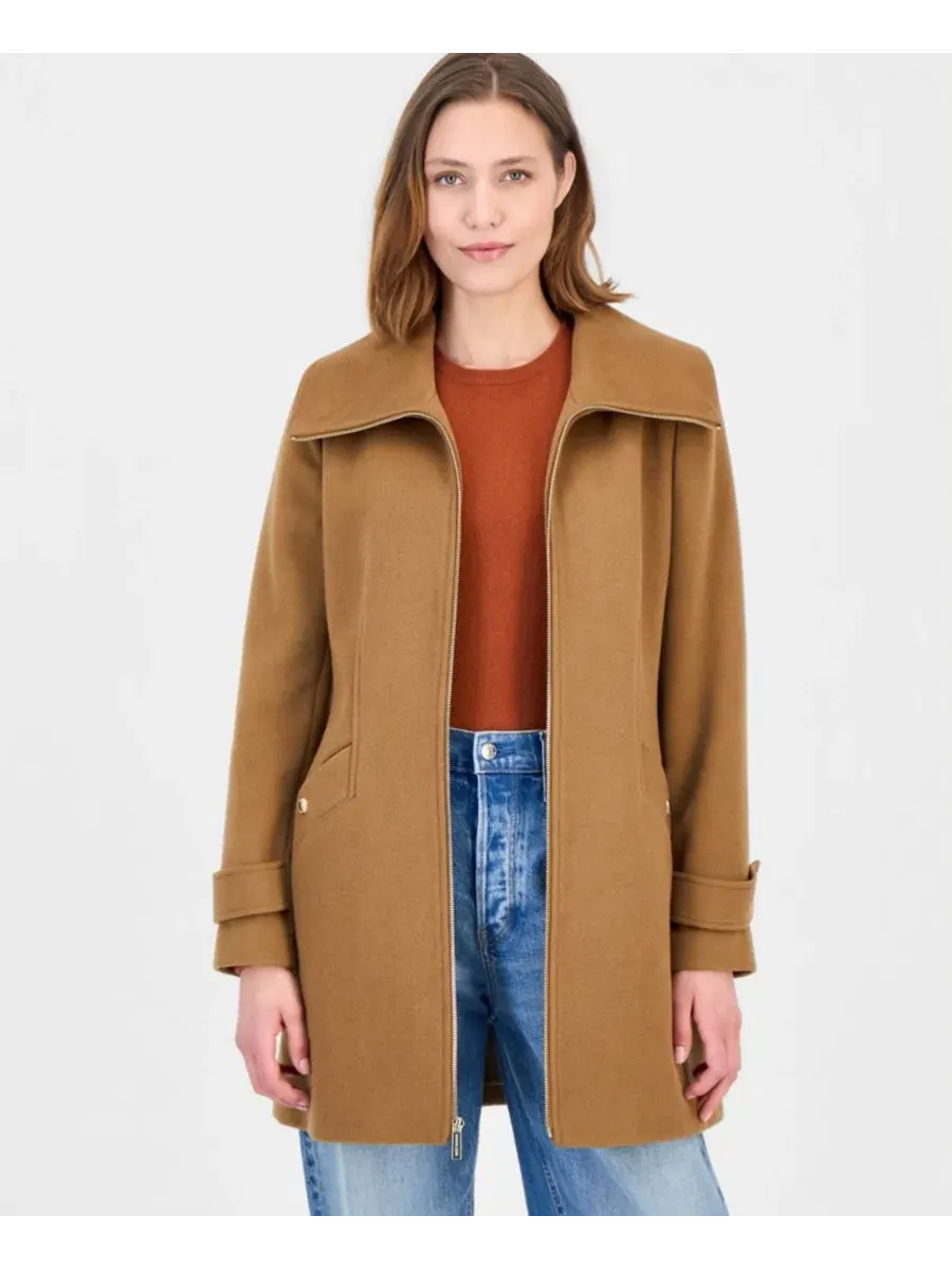 Пальто с воротником и застежкой-молнией Michael Kors, Dk Camel — изображение 3 из 5