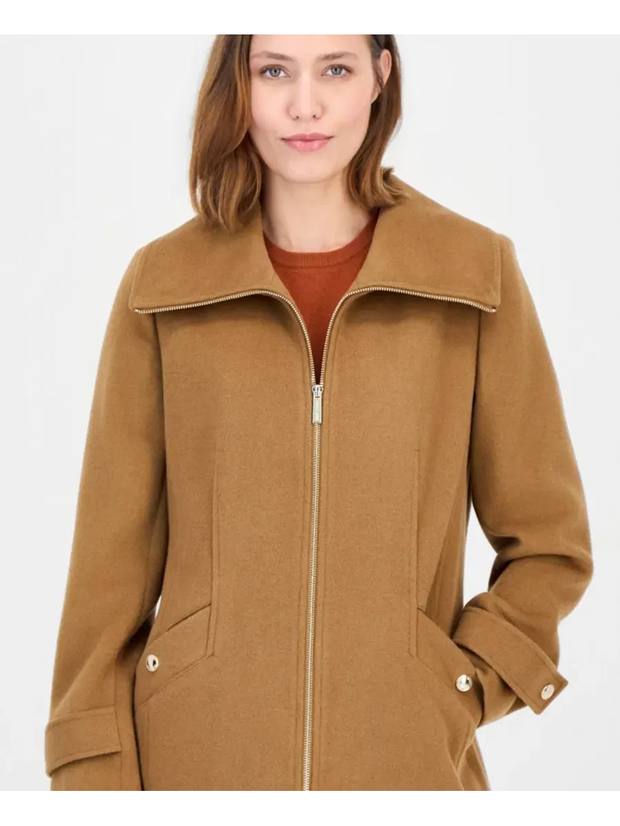 Пальто с воротником и застежкой-молнией Michael Kors, Dk Camel — изображение 5 из 5