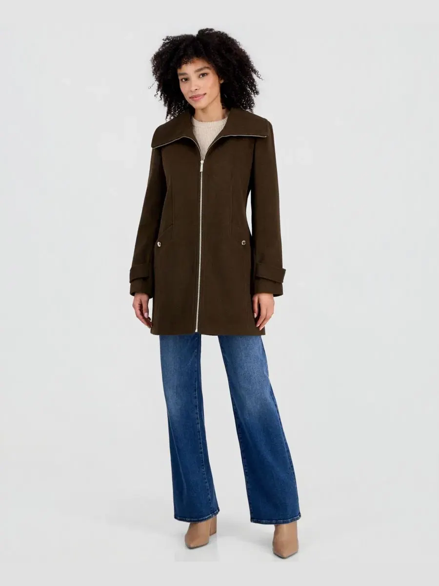 Пальто шерстяное с воротником и застежкой-молнией Michael Kors, Duffle