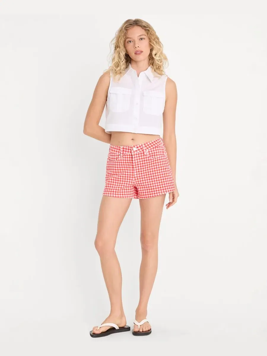Шорты женские джинсовые с завышенной талией Girlfriend Good American, Pop Gingham Large