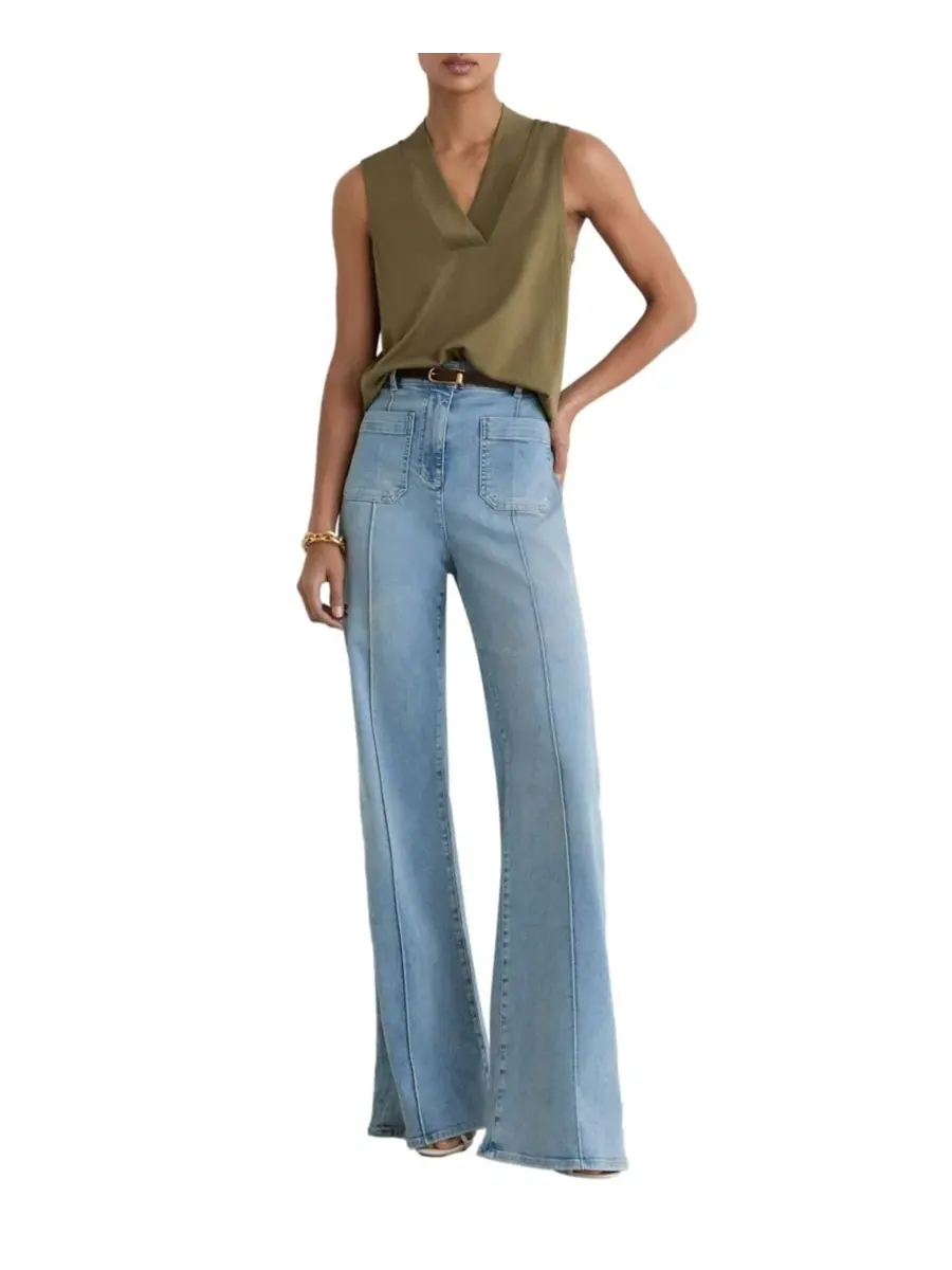 Женский жилет-безрукавка Miley V Neck Vest REISS — изображение 3 из 5, хаки зеленый
