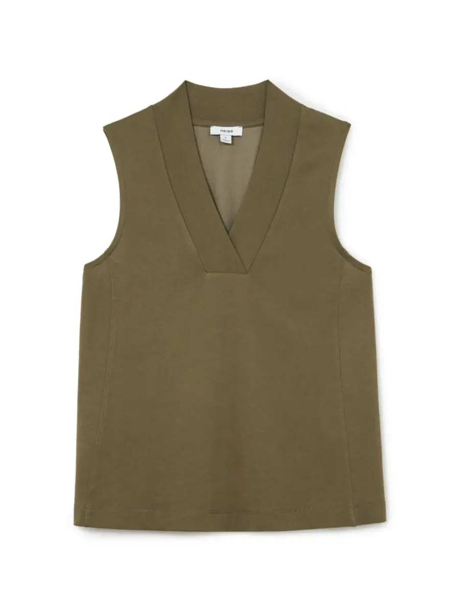 Женский жилет-безрукавка Miley V Neck Vest REISS — изображение 4 из 5, хаки зеленый