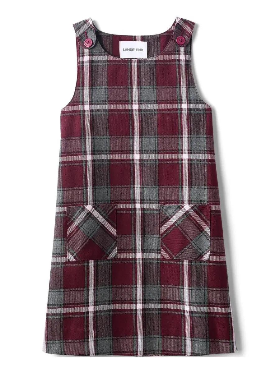 Платье-джемпер с пуговицами на плечах и накладными карманами Big Girls Plaid Button Shoulder Patch — изображение 3 из 4