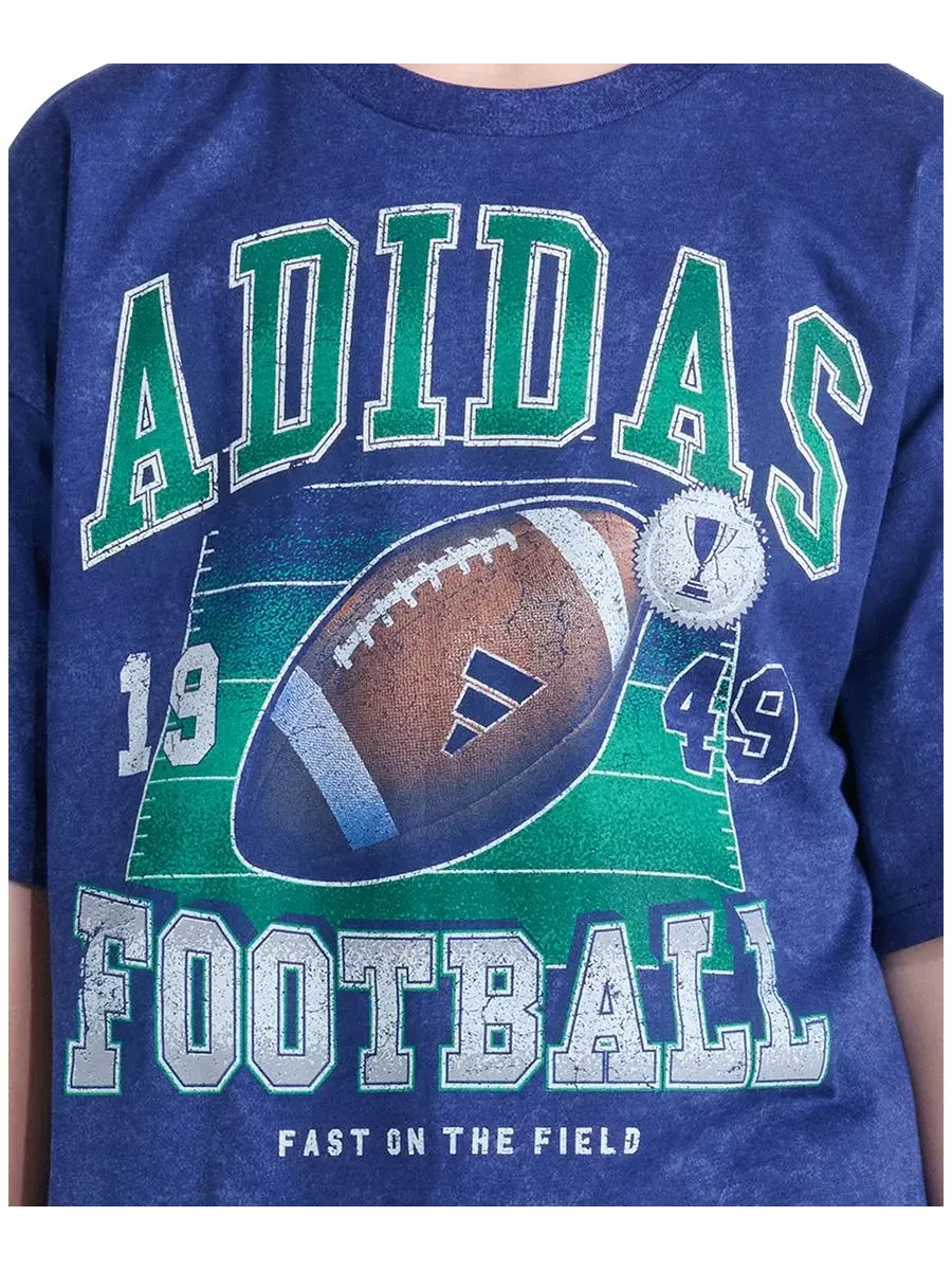 Футболка с принтом Drop-Shoulder Football adidas — изображение 3 из 4, синий