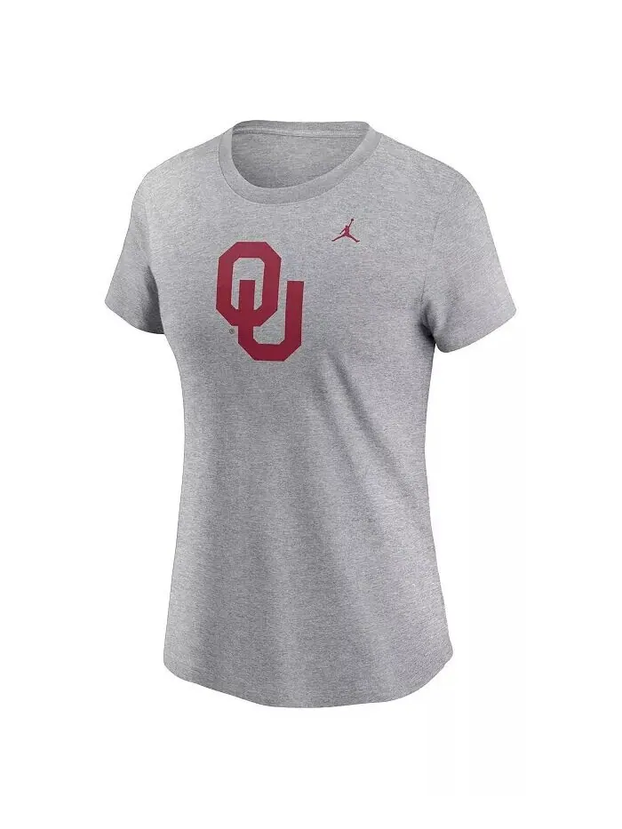 Женская футболка с логотипом Evergreen цвета Heather Grey Oklahoma Sooners Primetime Jordan — изображение 3 из 3
