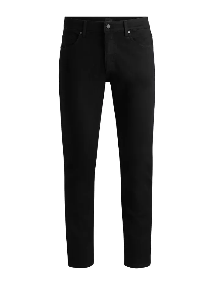 Мужские джинсы Slim-Fit из итальянского денима Hugo Boss — изображение 2 из 4, черный