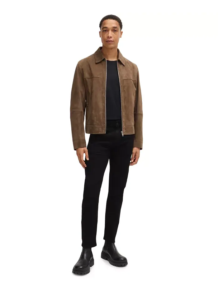 Мужские джинсы Slim-Fit из итальянского денима Hugo Boss — изображение 3 из 4, черный