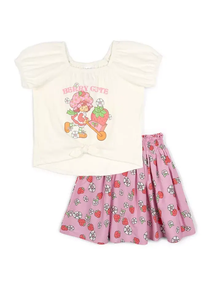 Комплект из футболки с квадратным вырезом и юбки Strawberry Shortcake — розовый