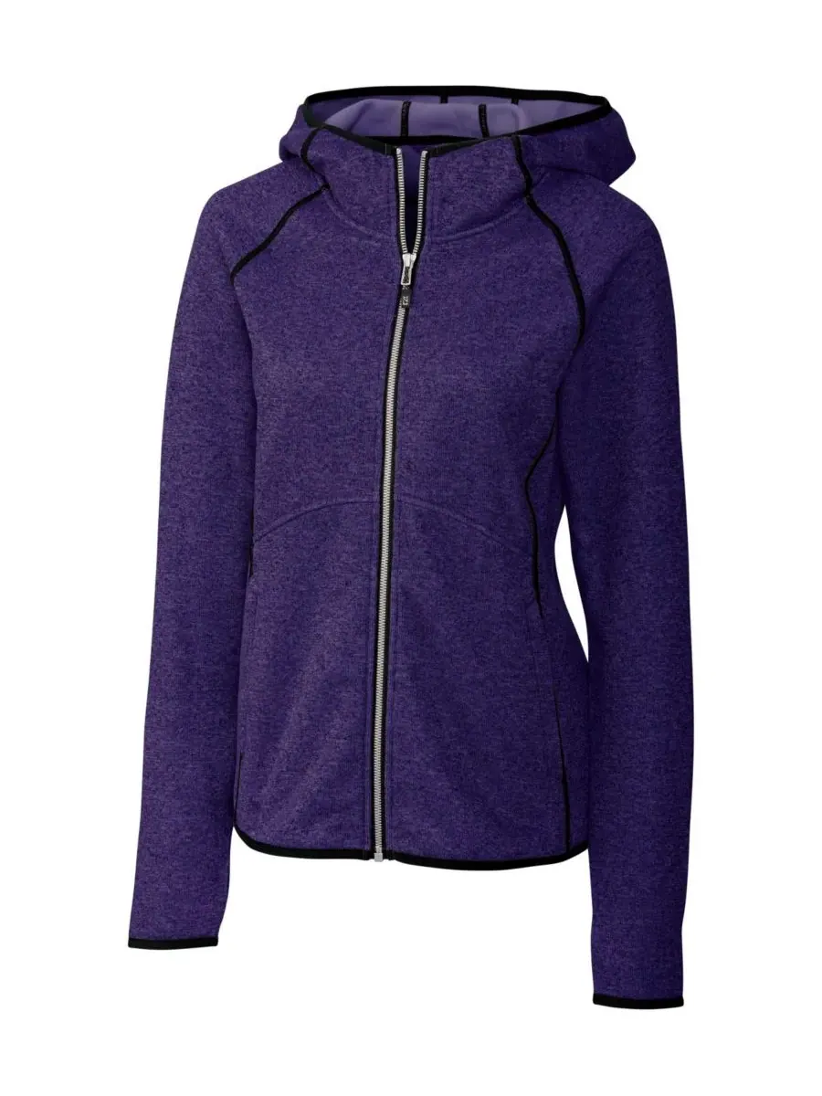 Женская куртка Mainsail на молнии с капюшоном Cutter & Buck, college фиолетовый heather — изображение 2 из 3