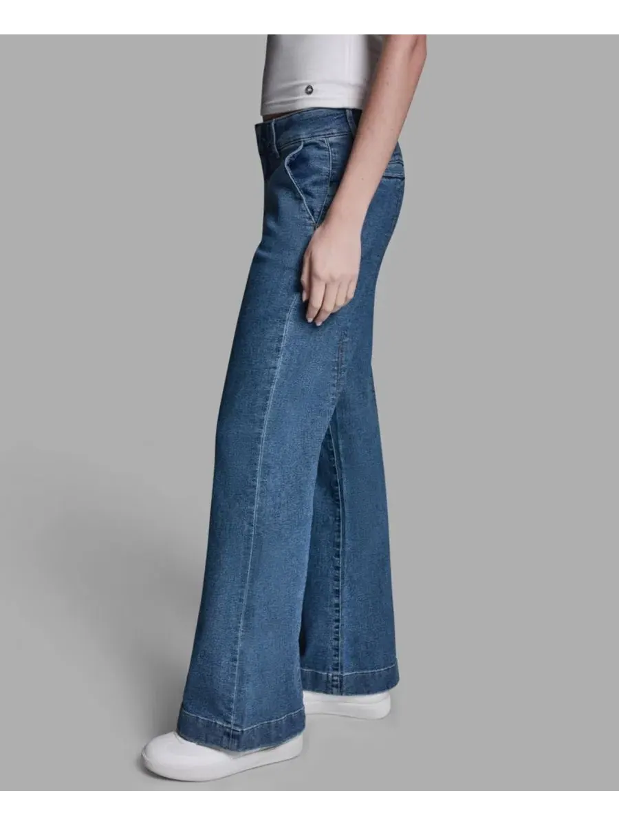 Женские джинсы средней посадки с расклешенной юбкой BCBG — изображение 3 из 6, джинсовый синий