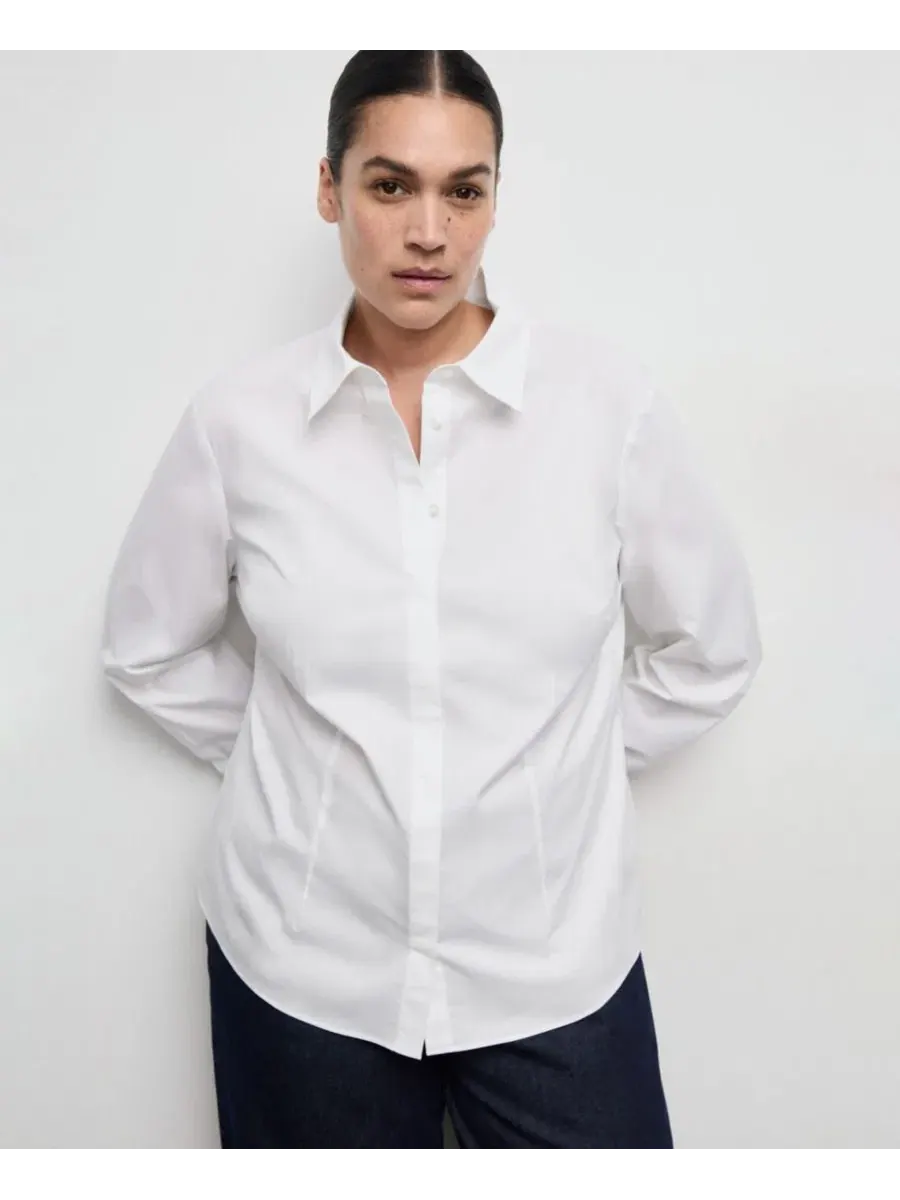 Женская рубашка из поплина Slim Fit с длинным рукавом MANGO — изображение 4 из 4, белый
