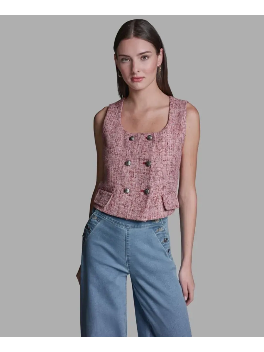 Женский двубортный жилет с квадратным вырезом BCBG