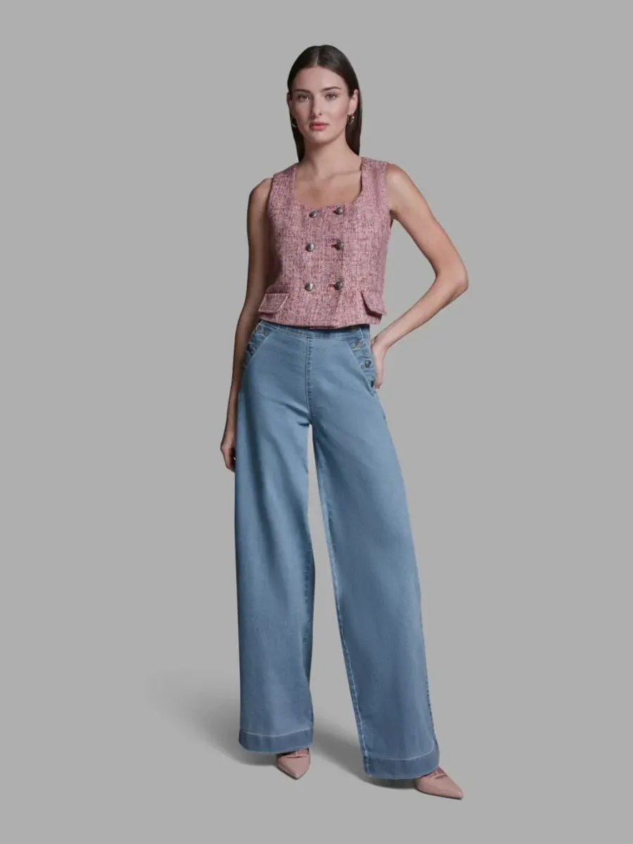 Женский двубортный жилет с квадратным вырезом BCBG — изображение 2 из 10, красный мульти