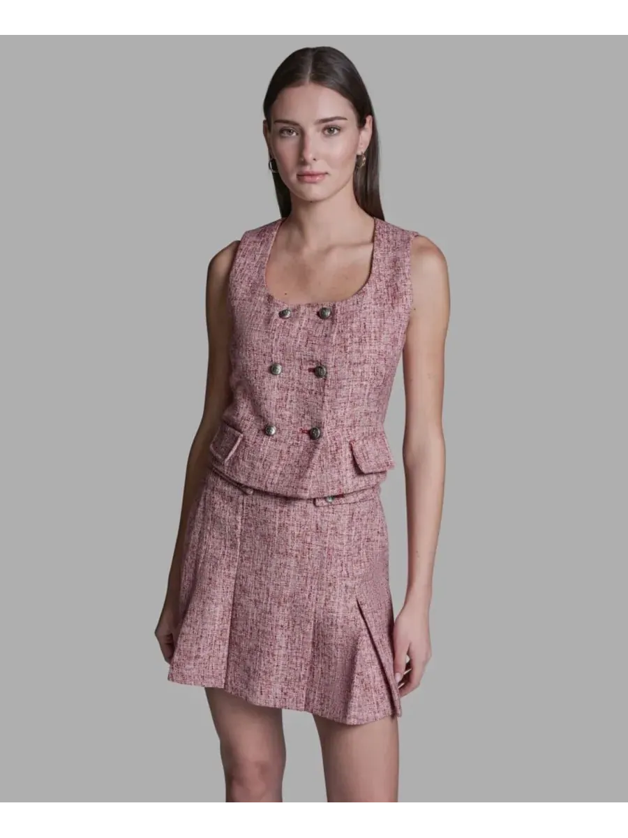 Женский двубортный жилет с квадратным вырезом BCBG — изображение 4 из 10, красный мульти
