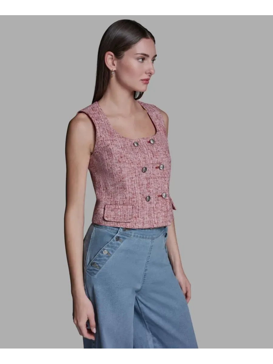 Женский двубортный жилет с квадратным вырезом BCBG — изображение 6 из 10, красный мульти