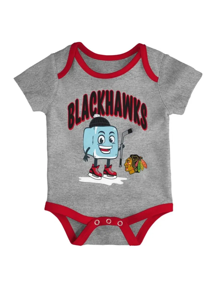 Комплект боди с коротким рукавом, с принтом, Chicago Blackhawks Triple Header Outerstuff — изображение 2 из 4, красный