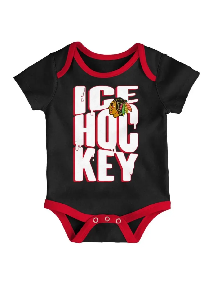 Комплект боди с коротким рукавом, с принтом, Chicago Blackhawks Triple Header Outerstuff — изображение 3 из 4, красный