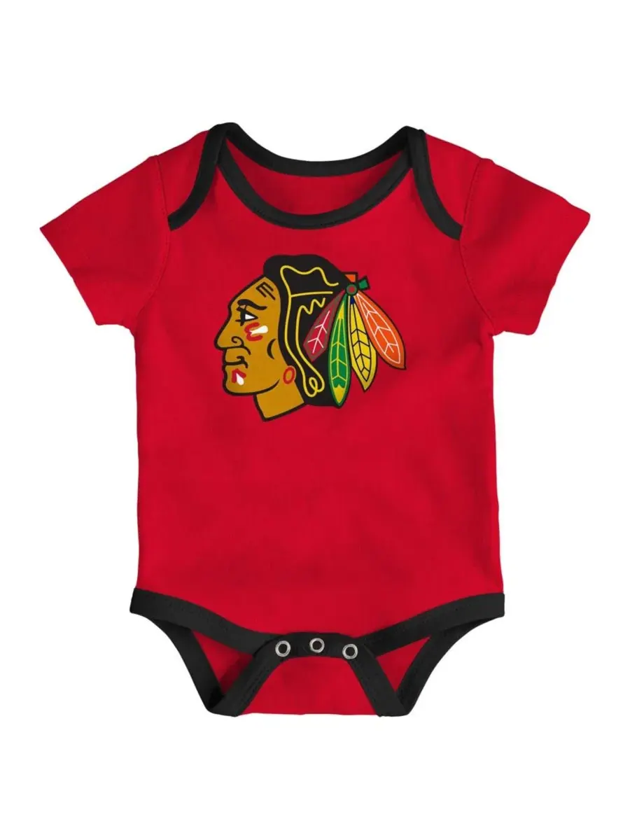 Комплект боди с коротким рукавом, с принтом, Chicago Blackhawks Triple Header Outerstuff — изображение 4 из 4, красный