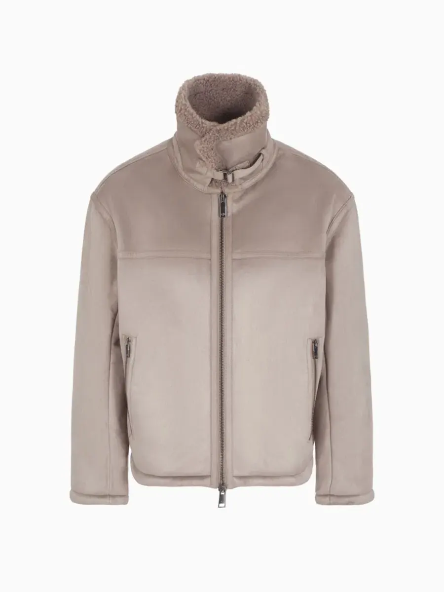 Куртка из экокожи с подкладкой из шерпы A|X Armani Exchange — изображение 3 из 5, бежевый